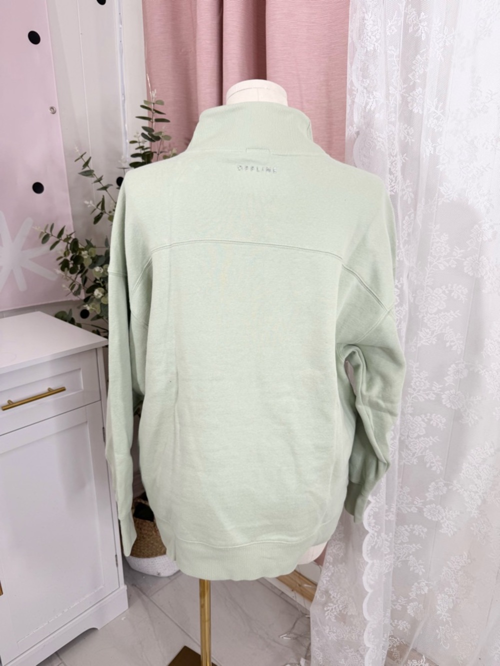 Aerie offline cloud fleece mock DUSTY SAGE Women's Sweater - Picture 2 of 12